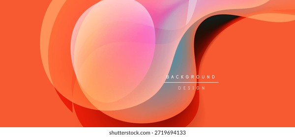 Las Formas de fluido Abstractas se superponen, creando vibrantes Gradientes naranjas, rosados y azules. El texto lee el diseño de fondo. Composición moderna y dinámica.