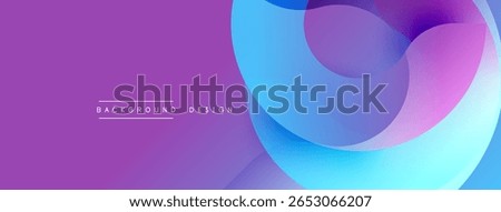 Abstract fluid shapes overlap, creating vibrant purple, blue gradients. Modern design element for backgrounds, presentations.