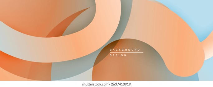 Abstract fluid shapes overlap. Warm peach, orange, gray, light blue hues blend seamlessly. Modern design element for backgrounds.