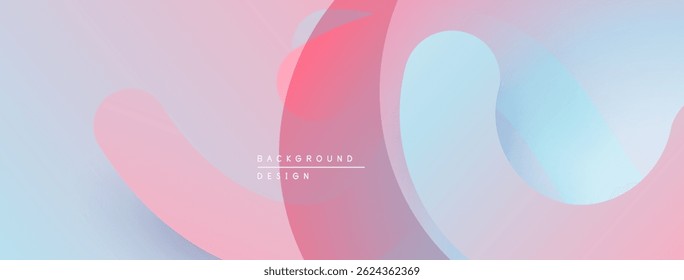 Abstract fluid shapes, pinks, blues blend. Minimalist design, soft gradients create modern backdrop. Text reads background design.