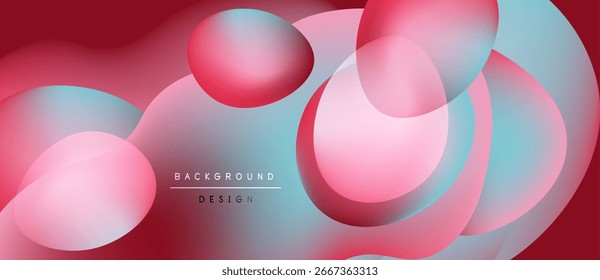 Formas fluidas Abstractas, rosas, rojos, azules se mezclan. Diseño moderno, composición dinámica, efecto degradado. Los antecedentes sugieren innovación, creatividad.