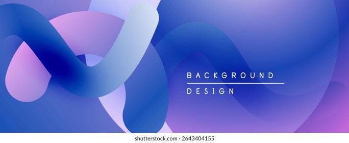 Abstract fluid shapes, purple hues dominate. Gradient blends create modern design. Minimalist aesthetic, smooth transitions visible.
