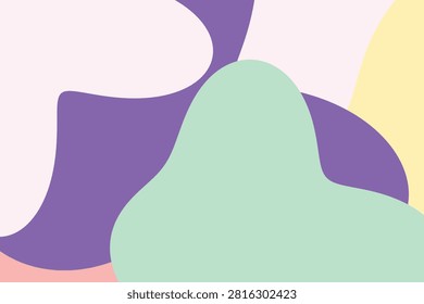 Abstract fluid shapes in purple, teal, and soft pastel gradients