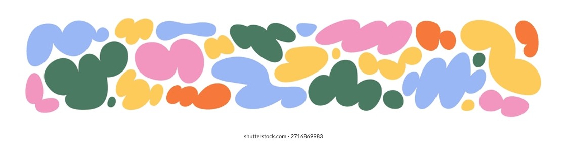 Abstractas Formas fluidas ambientadas en estilo doodle moderno. Formas líquidas curvas, figuras geométricas orgánicas, ampollas de ameba, burbujas. Elementos Funky. Ilustraciones vectoriales planas de colores aisladas sobre fondo blanco