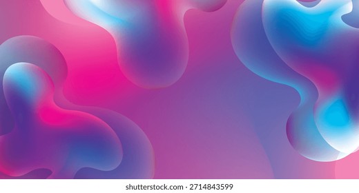 Formas fluidas Abstractas con transiciones suaves entre vibrantes colores rosa, púrpura y azul eléctrico, creando un fondo dinámico y moderno.