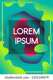 Abstract fluid shapes with text frame borders acid background