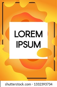 Abstract fluid shapes with text frame orange background