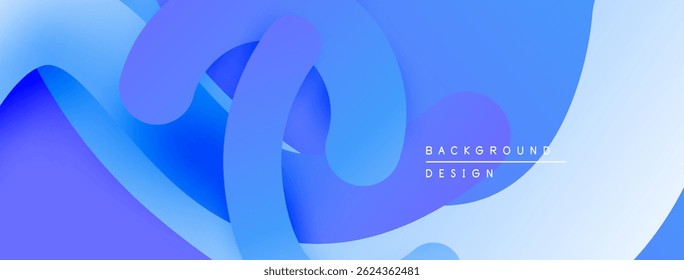 Abstract fluid shapes, vibrant blue hues, modern design. Background features smooth gradients, dynamic composition, text overlay.