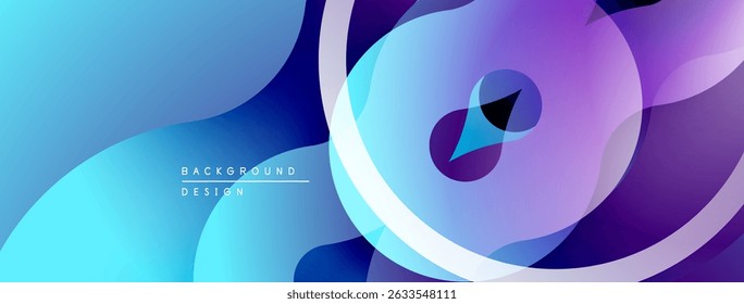Formas fluidas Abstractas, Gradientes púrpuras azules vibrantes. Diseño moderno, curvas suaves crean composición dinámica. Estética minimalista.