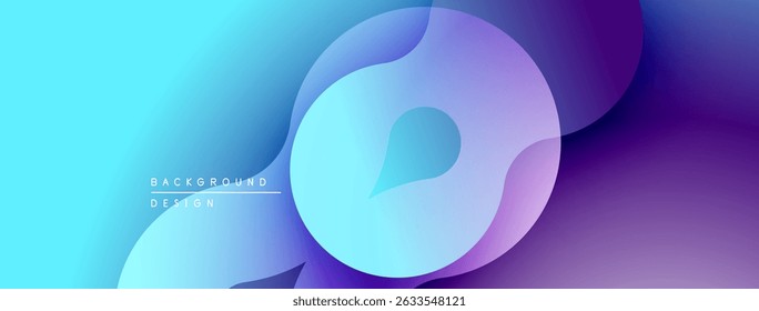 Abstract fluid shapes, vibrant blue purple gradients. Modern design element for backgrounds, presentations. Smooth curves create dynamic composition.