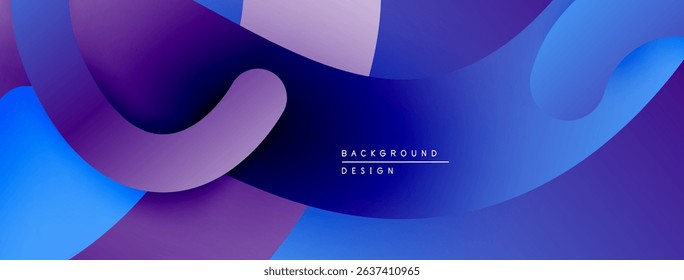 Abstract fluid shapes, vibrant blue purple gradients. Modern design element for backgrounds, presentations. Smooth curves create dynamic composition.