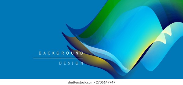 Abstract fluid shapes, vibrant blue gradients, dynamic curves. Modern design element for backgrounds, presentations. Smooth transitions, colorful waves.