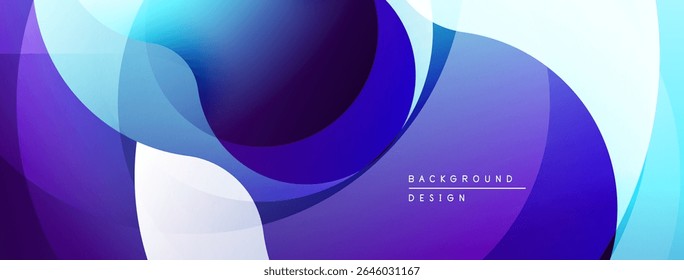 Abstract fluid shapes, vibrant blues, purples create dynamic background. Modern design, smooth gradients offer visual interest.