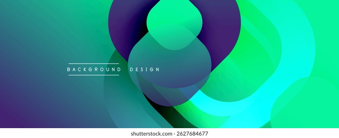 Abstract fluid shapes, vibrant colors blend. Modern design, gradients create dynamic visual effect. Text reads background design.