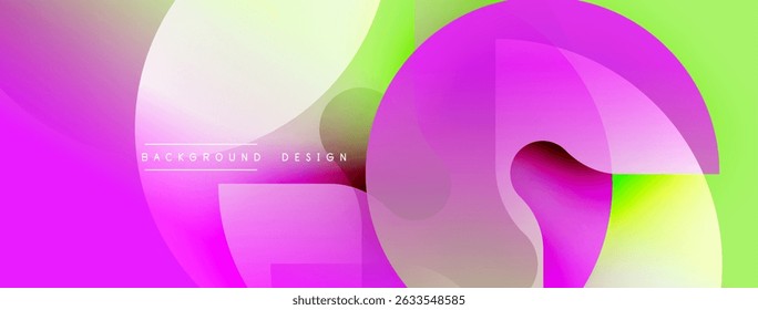 Abstract fluid shapes, vibrant colors blend. Modern design, smooth gradients create dynamic composition. Background features pink, green hues.