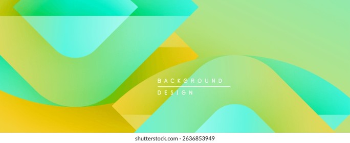 Abstract fluid shapes, vibrant colors blend. Yellow, green, turquoise create dynamic composition. Modern design element for backgrounds.