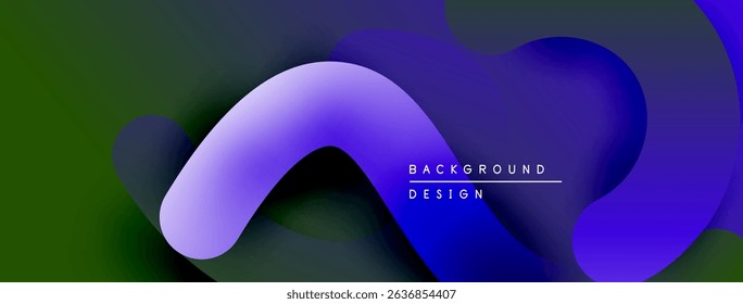 Abstract fluid shapes, vibrant colors, modern design. Gradient blends create dynamic visual experience. Background elements suggest depth.