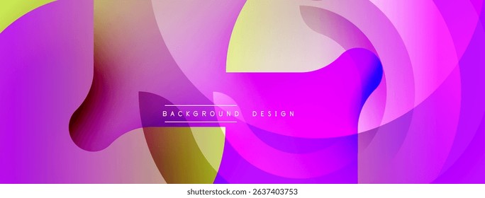 Abstract fluid shapes, vibrant colors blend. Modern design, smooth gradients create dynamic composition. Purple, yellow hues dominate.