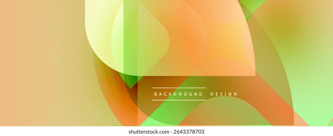 Abstract fluid shapes, vibrant colors blend. Peach, yellow, green hues create modern background design. Minimalist style.