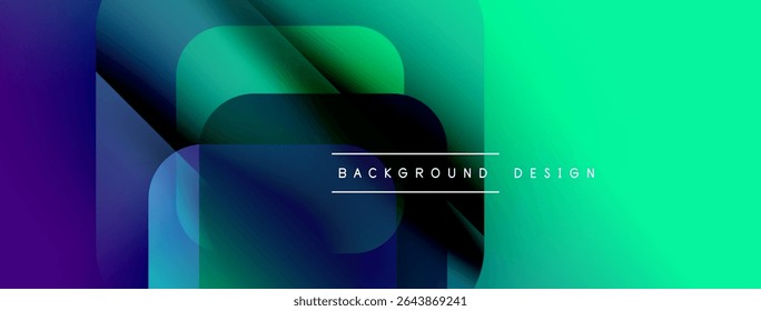 Abstract fluid shapes, vibrant colors, modern design. Gradient teal, purple hues dominate composition. Minimalist text present.