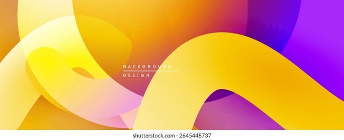 Abstract fluid shapes, vibrant colors blend. Yellow, orange, purple create dynamic composition. Modern design element.