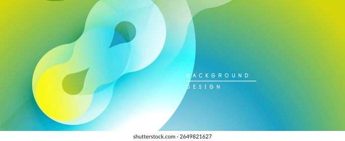 Abstract fluid shapes, vibrant colors blend. Modern design, smooth gradients create dynamic composition. Background suggests movement, energy.