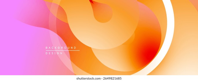 Abstract fluid shapes, vibrant colors blend. Orange, pink hues dominate design. Smooth gradients create dynamic visual effect.