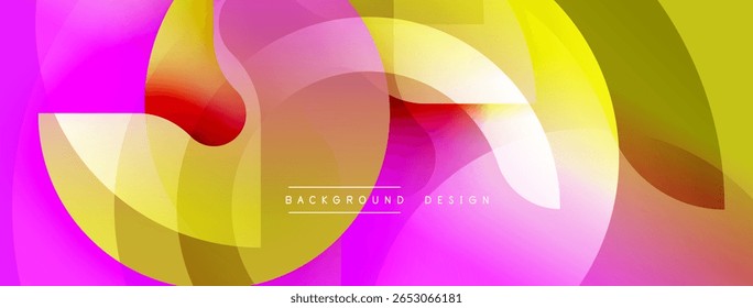 Abstract fluid shapes, vibrant colors blend. Yellow, pink, red create dynamic composition. Modern design element for backgrounds.