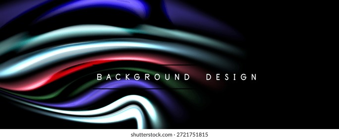 Formas fluidas Abstractas, colores vibrantes, fondo oscuro. Elemento de diseño moderno, flujo dinámico, presentación elegante.