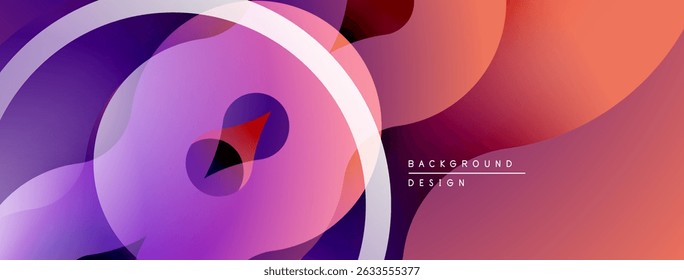 Abstract fluid shapes, vibrant gradients. Purple, red hues dominate composition. Modern design element for backgrounds.