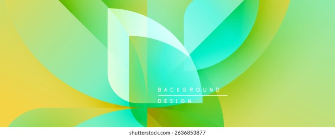Abstract fluid shapes, vibrant green yellow hues. Modern design, smooth gradients create dynamic composition. Text reads background design.