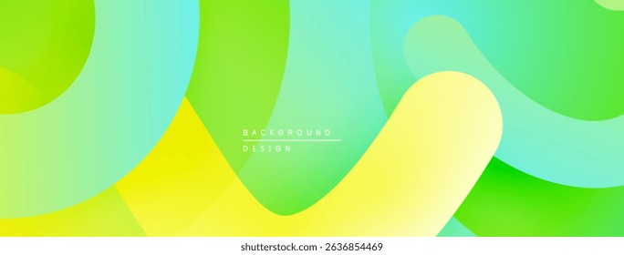 Abstract fluid shapes, vibrant green, yellow hues. Smooth gradients create dynamic background design. Modern, minimalist aesthetic.