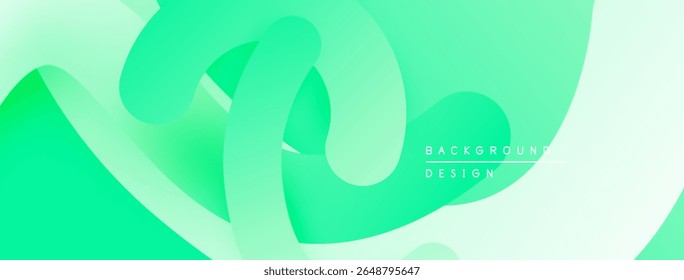 Abstract fluid shapes, vibrant green hues, smooth gradients. Modern design element for backgrounds, digital art. Minimalist aesthetic.