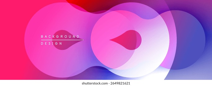 Abstrakte fließende Formen, lebendige Pinks, Purpur schaffen dynamischen Hintergrund. Modernes Design, glatte Farbverläufe, überlappende Formen.
