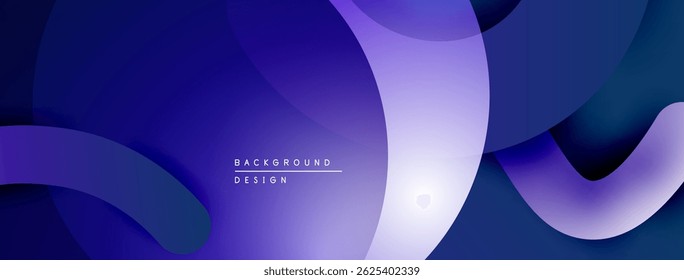 Abstract fluid shapes, vibrant purple hues, modern design. Gradient layers create dynamic visual texture. Minimalist aesthetic.