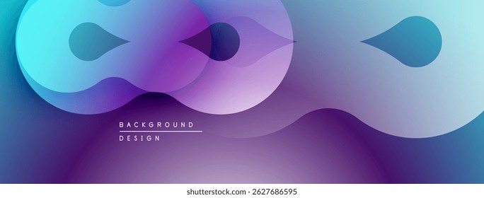 Abstract fluid shapes, vibrant purple, blue hues. Modern design, smooth gradients, dynamic composition. Background element for projects.