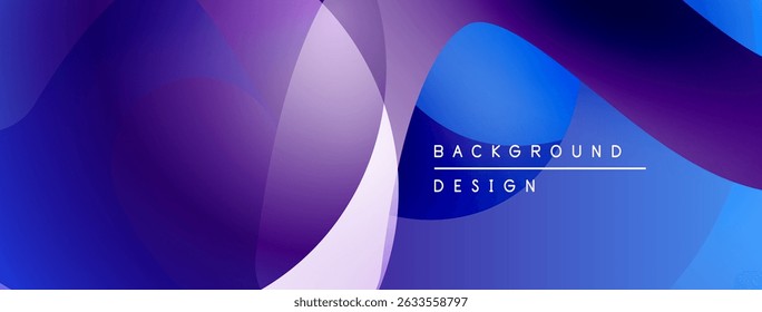 Abstract fluid shapes, vibrant purple, blue gradients. Modern design element for backgrounds, presentations. Smooth transitions create depth.