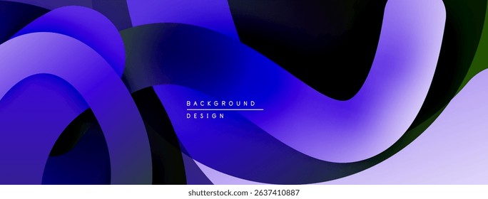 Abstract fluid shapes, vibrant purple hues, dark background. Modern design element, smooth gradients create dynamic composition.