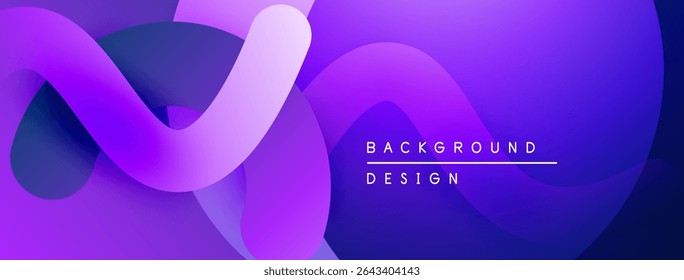 Abstract fluid shapes, vibrant purple hues, modern design. Gradient colors create dynamic visual effect. Background element.