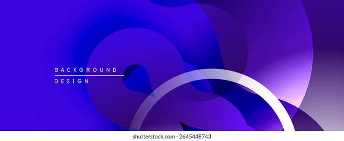 Abstract fluid shapes, vibrant purple hues, modern design. Minimalist composition with white curved line elements.