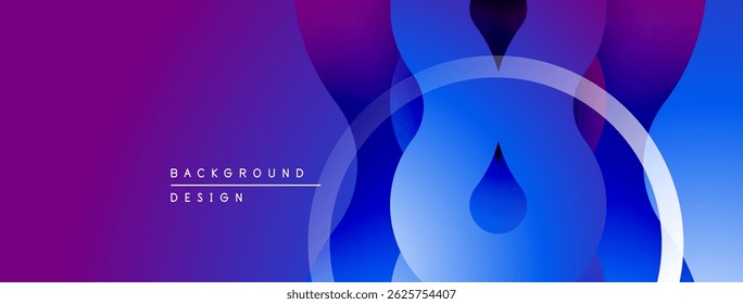 Abstract fluid shapes, vibrant purpleblue gradient. Modern design elements create dynamic background texture. Minimalist aesthetic.