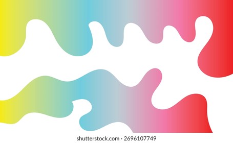 Formas fluidas Abstractas con colores vibrantes del degradado del arco iris en un chapoteo blanco del fondo.