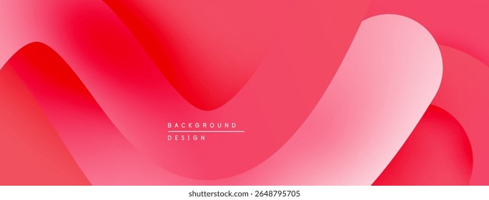 Formas fluidas abstratas, vermelhos vibrantes, rosas criam fundo moderno. Gradientes suaves sugerem movimento, profundidade. Design minimalista.