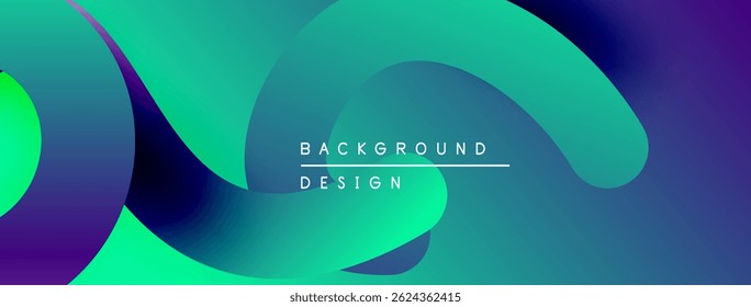 Abstract fluid shapes, vibrant turquoise, purple hues. Modern background design with text overlay. Smooth gradients create dynamic visual effect.