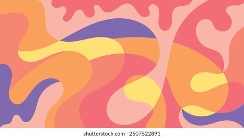 Abstract fluid shapes in warm pastel tones create a seamless, organic pattern. Perfect for backgrounds, web design, packaging, and modern art projects requiring a soft, flowing aesthetic