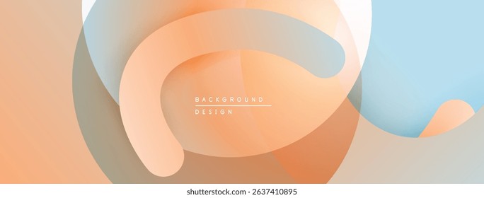 Abstract fluid shapes, warm peach tones blend with cool blues. Minimalist design, soft gradients create depth, modern aesthetic.