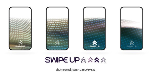 abstract fluid smoky gradient backdrop with  swipe up icon.  vector UI social network swipe stories invitation template  illustration
