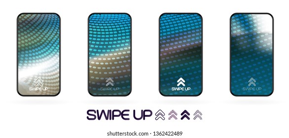 abstract fluid smoky gradient backdrop with  swipe up icon.  vector UI social network swipe stories invitation template  illustration