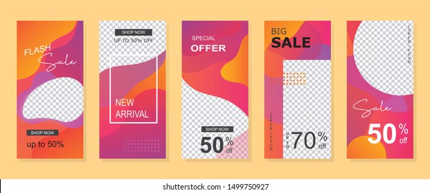 Abstract fluid for social media stories template. Editable for web banner, digital marketing, advertising, sale and discount on website and mobile apps
