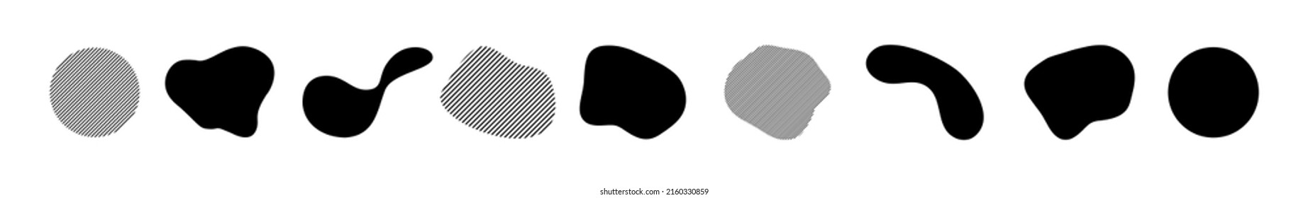 Abstract fluid stipple shapes set vector. Trendy doodle design fluid background. Liquid design. Doodle set element.